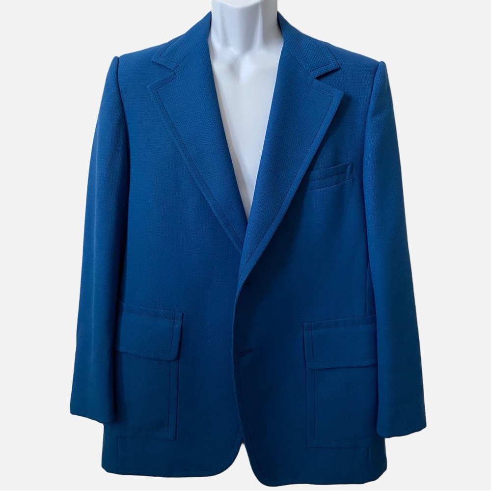 Cricketeer, Vintage Two Button Royal Blue/Turquoise Jacket Blazer Coat